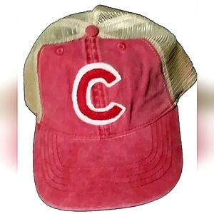 NEW MLB Chicago Cubs "C" Baseball Cap/Hat! Ponytail Opening! Red Wash Color.